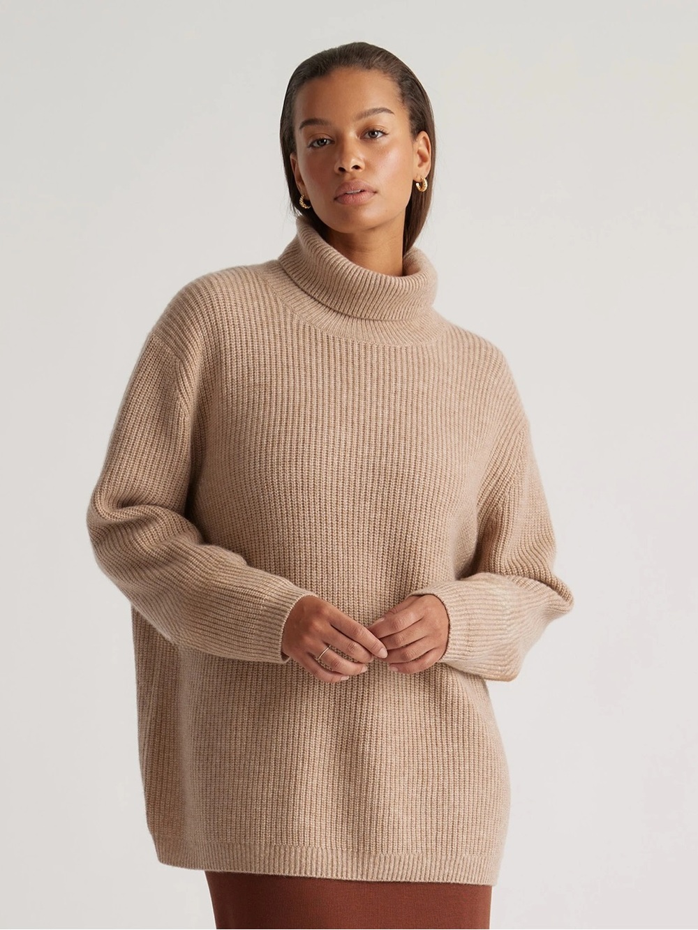 Quince Mongolian Spring Cashmere Fisherman Turtleneck Sweater